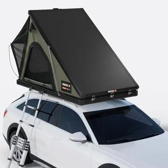 

Wildland Aluminum Roof Tent For Vehicles, Large Clamshell RTT Wedge Hard Shell Inflatable Roof Top Tent
