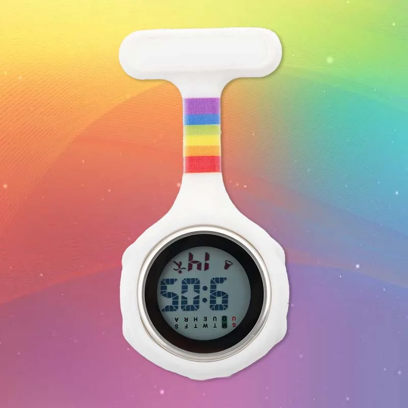 

Pride LGBT rainbow Silicone Digital Nurse Watch Fob Pocket nursing gift Watch Brooch Lapel Medical Nurse Quartz Watch Doctor