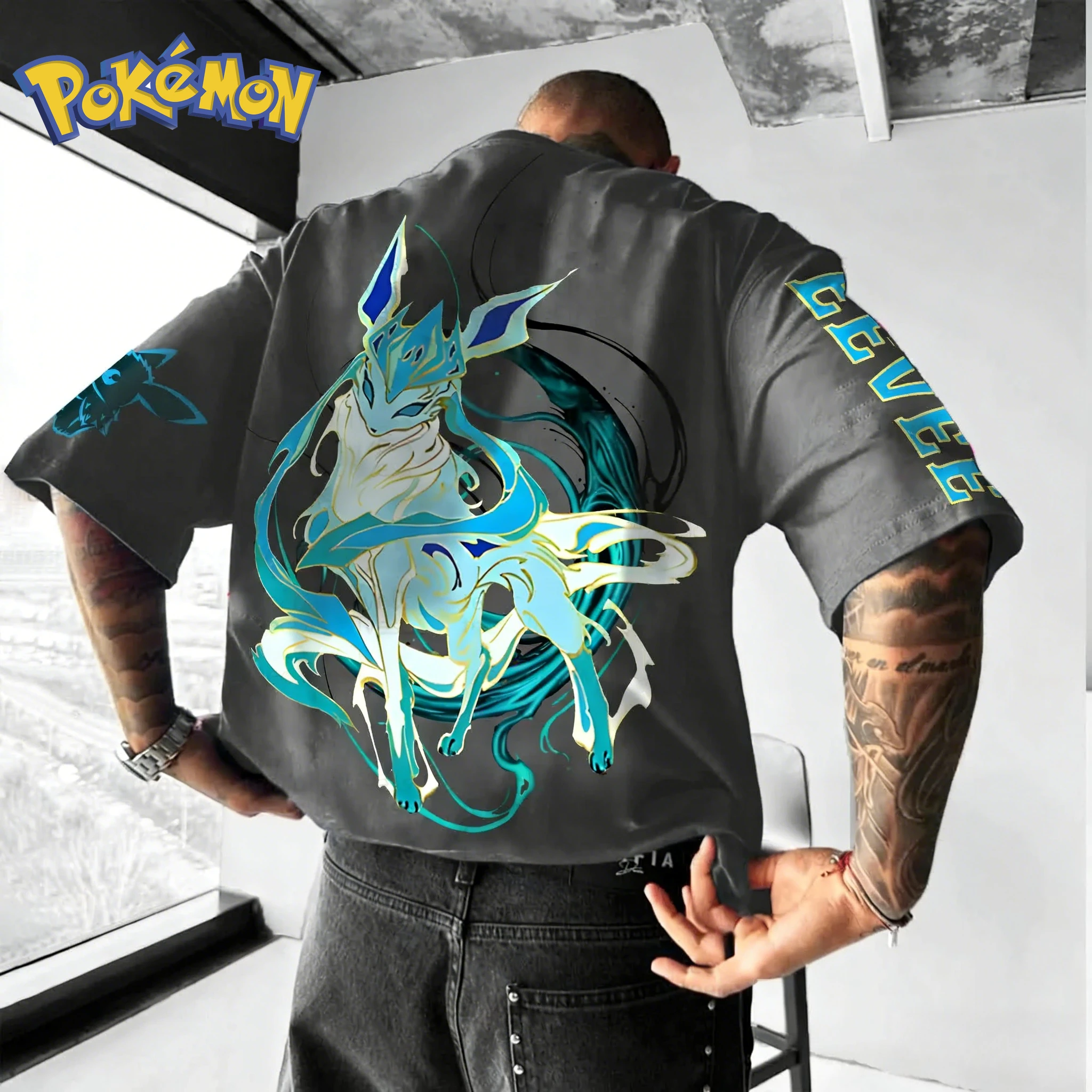 بوكيمون أنيمي جلاسيون تي شيرت قطني مطبوع 2026 للرجال والنساء صيف جديد الشارع الهيب هوب عادية فضفاض Y2K الوالدين والطفل #1