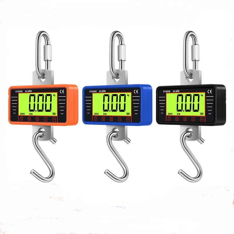 Electronic Hanging Scale 500kg/ 1100lbs Portable Digital Heavy Duty Crane Scales LCD Backlight Industrial Hook Weight Tools