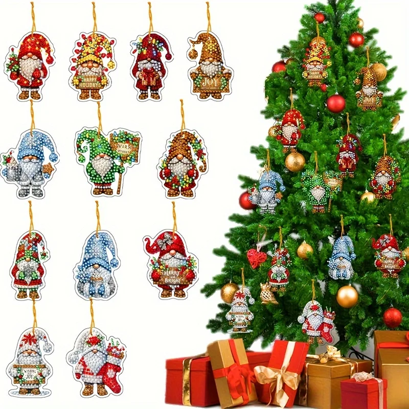 

12 Piece DIY Diamond Painting Kit, Christmas Dwarf Style, Handmade Artificial Diamond Set Ornament Digital Diamond Painting, sui