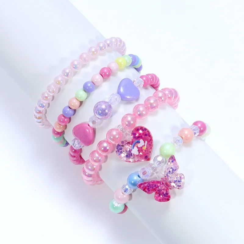 Acrylic DIY Handmade Beaded Color Bracelet Set Butterfly Lov