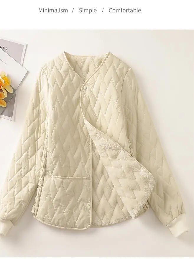 

Thiened Fce Women's Cotton Jaet Inner Wear School orm ential Warm Padded Coat ort Sle round Ne Long Sve