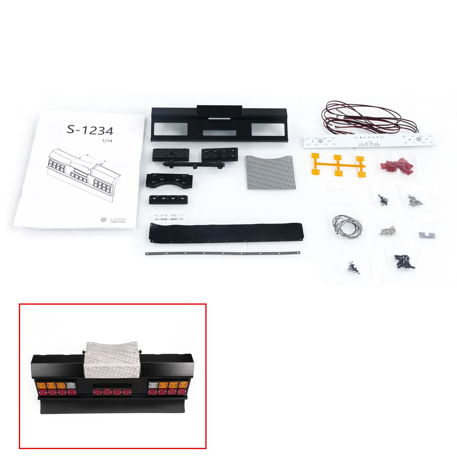 LESU-accesorio DIY de viga trasera de Metal para camión Tractor R470 R620 RC 1/14, pieza de modelo de vehículo de construcción TAMIYA