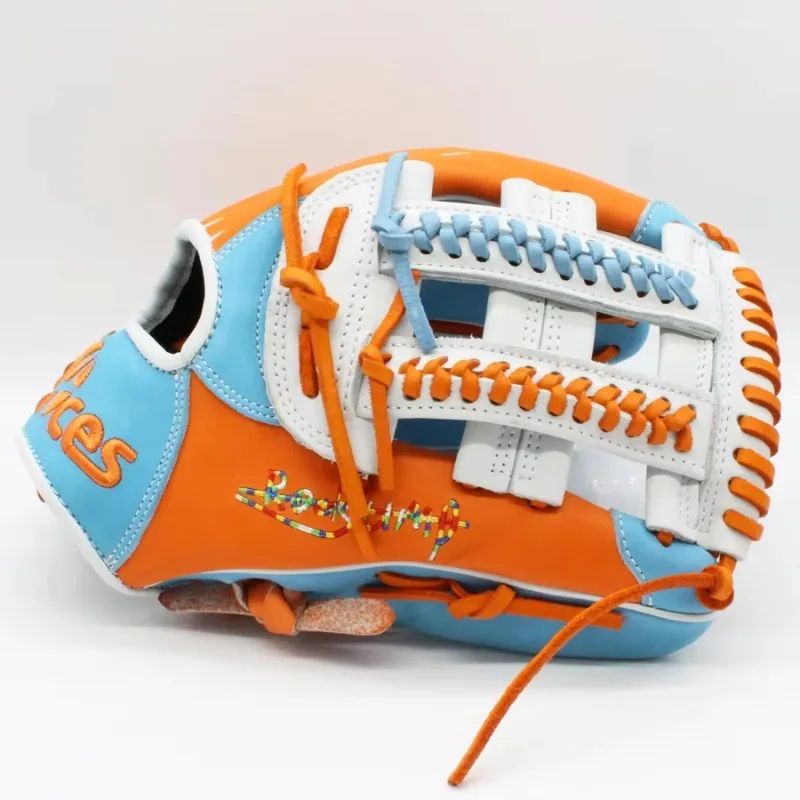 Factory Wholesale Fashion Design Kip Leather Lace H Mesh Baseball Gloves, Adult Softball Gloves