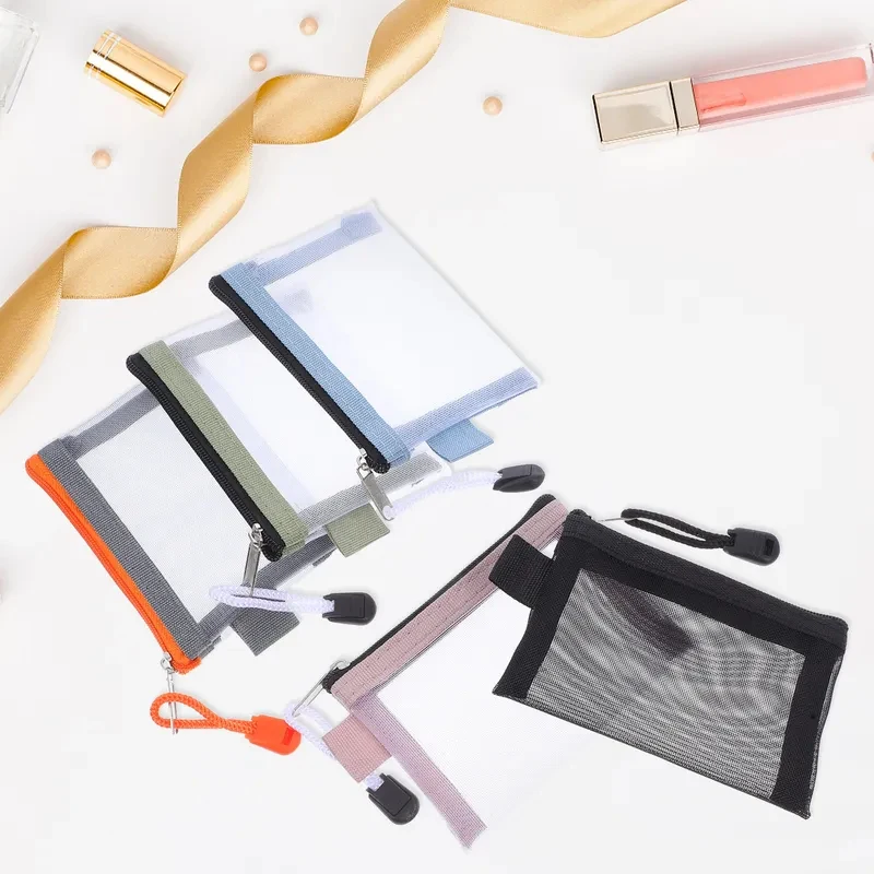 1/2Pcs Makeup Storage Bags Mini Mesh Zipper Pouches Portable Travel Organizer Toiletry Bag Set Small Mesh Makeup Bags