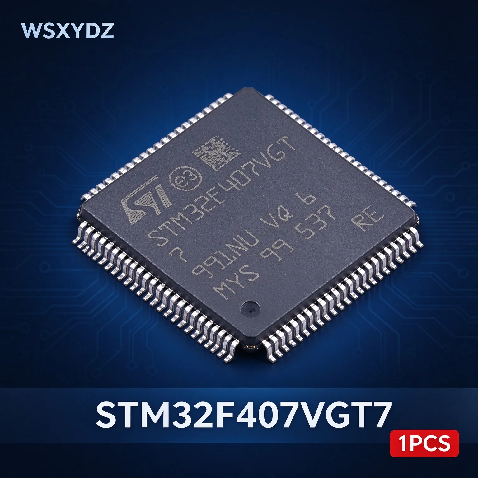 1PCS STM32F407VGT7 ST High-Performance Cortex-M4 MCU 168MHz 1MB Flash LQFP100 Ethernet MAC FSMC -40 to 105C New Original（120）