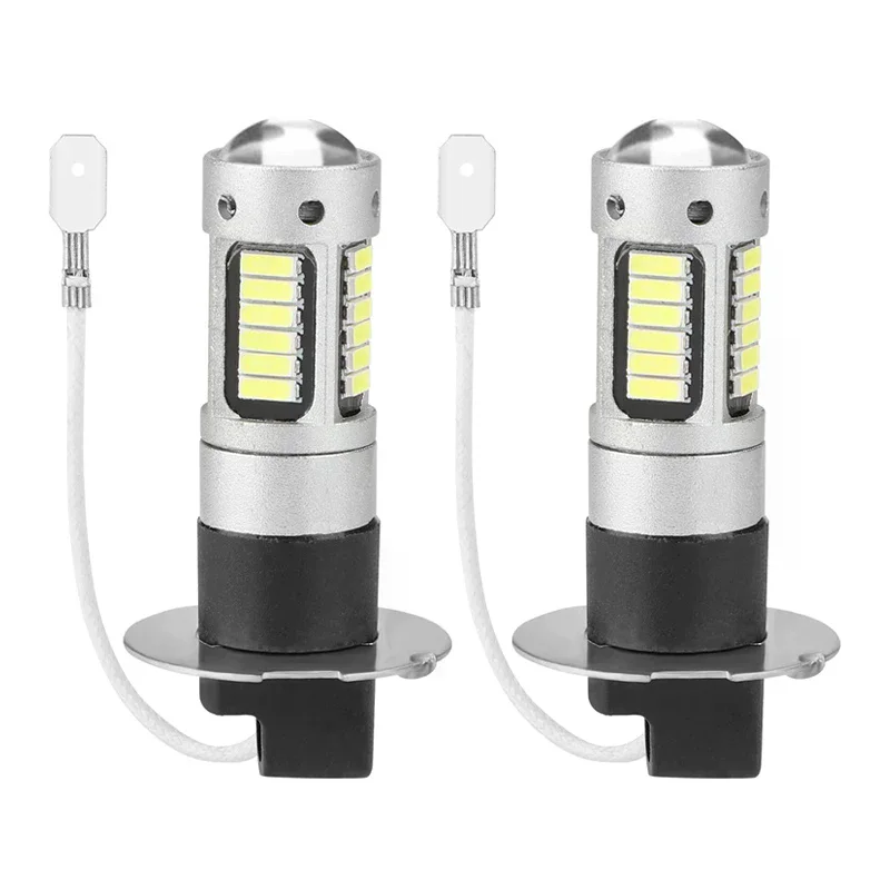 

2pcs Car H3 LED Fog Lights High Power Lamps Daytime Running Light Bulbs Super Bright 6000K White Lamp
