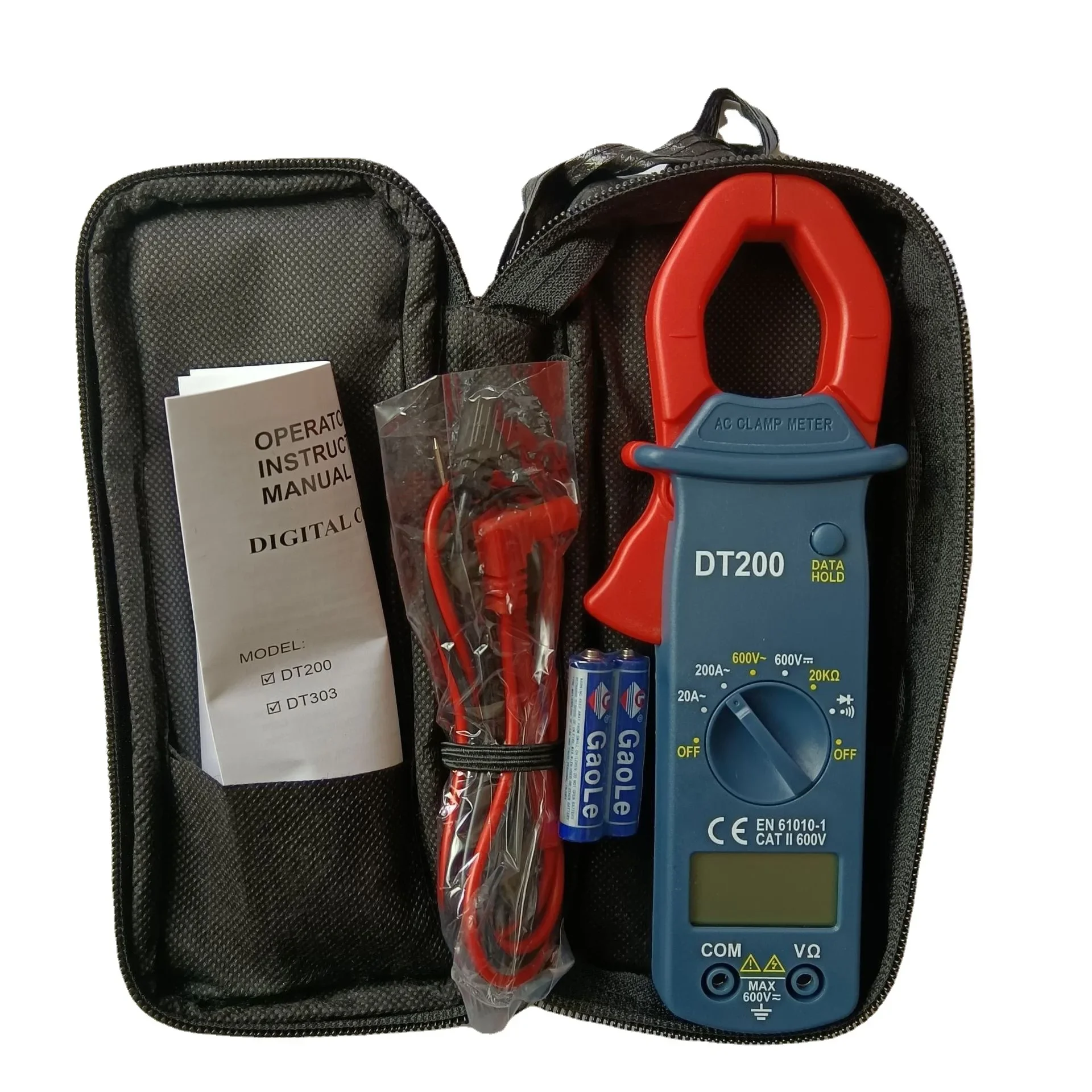 DT200 Digital Clamp Ammeter, Electrical Clamp Meter with Data Hold Function, Supports Continuity Measurement Circuit Inspection