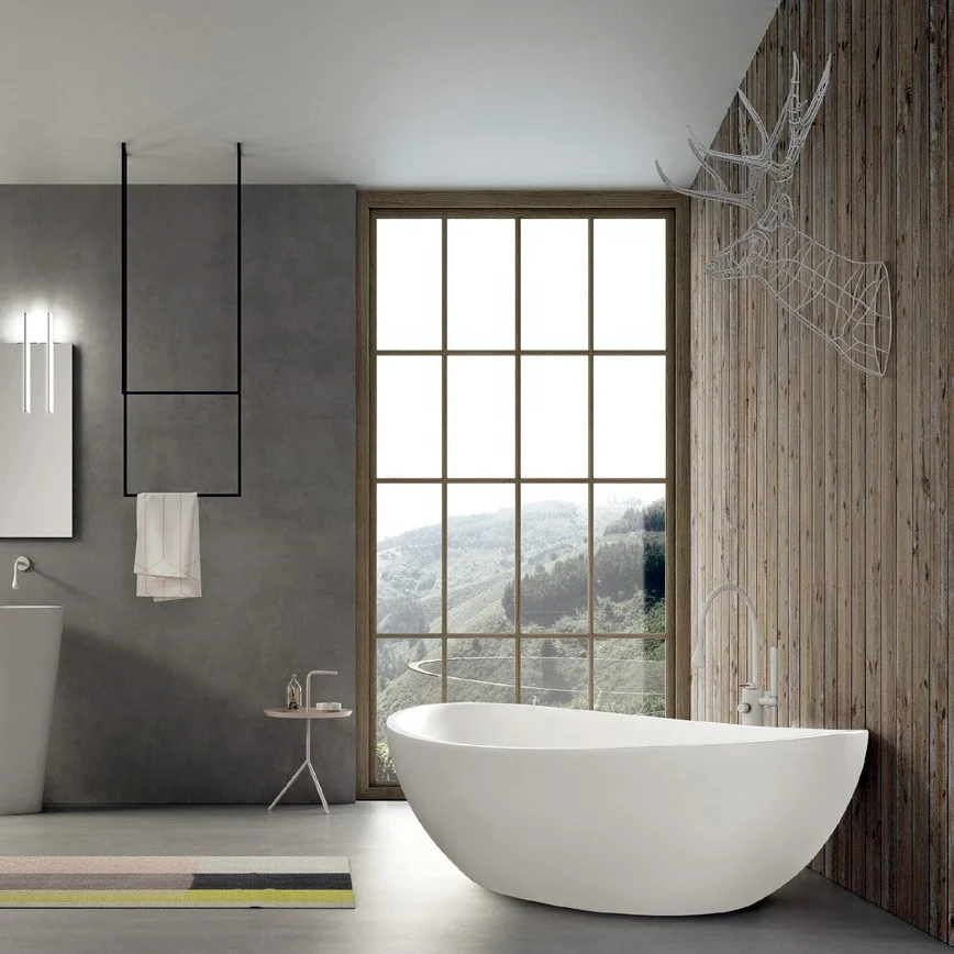 Modern Luxurious Freestanding Acrylic Bath Tub 1.8m Soaking Bathtub Cheap Price Solid Surface Bathroom Design Cupc for Hotels