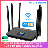 KuWFi 5200mAh 4G Modem 2.4GHz 300Mbps Wireless WiFi Router CAT4 4G LTE Router External Antennas SIM Card Slot RJ45 Ethernet Port
