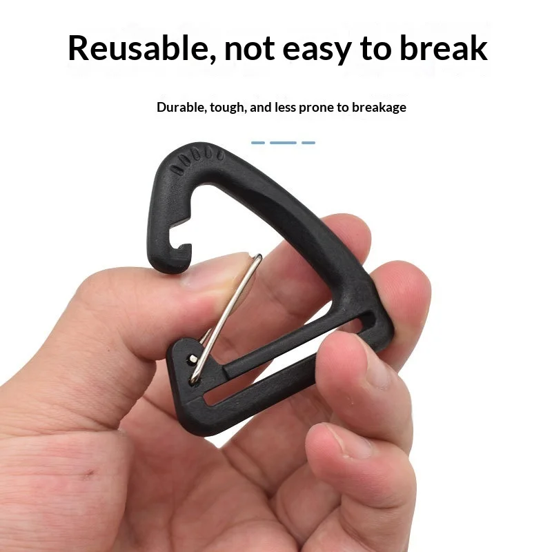 10Pcs Plastic Triangle Hook Carabiner Spring Quickdraws Buckles Clip Hook for Keychain Outdoor Backpack Bag Accessories