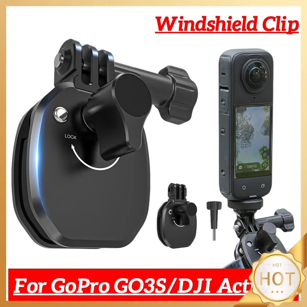 

Motorcycle Windshield Clip Aluminum Alloy Mount Universal Sports Camera Bracket for Pocket/Action/Insta360/GoPro Series