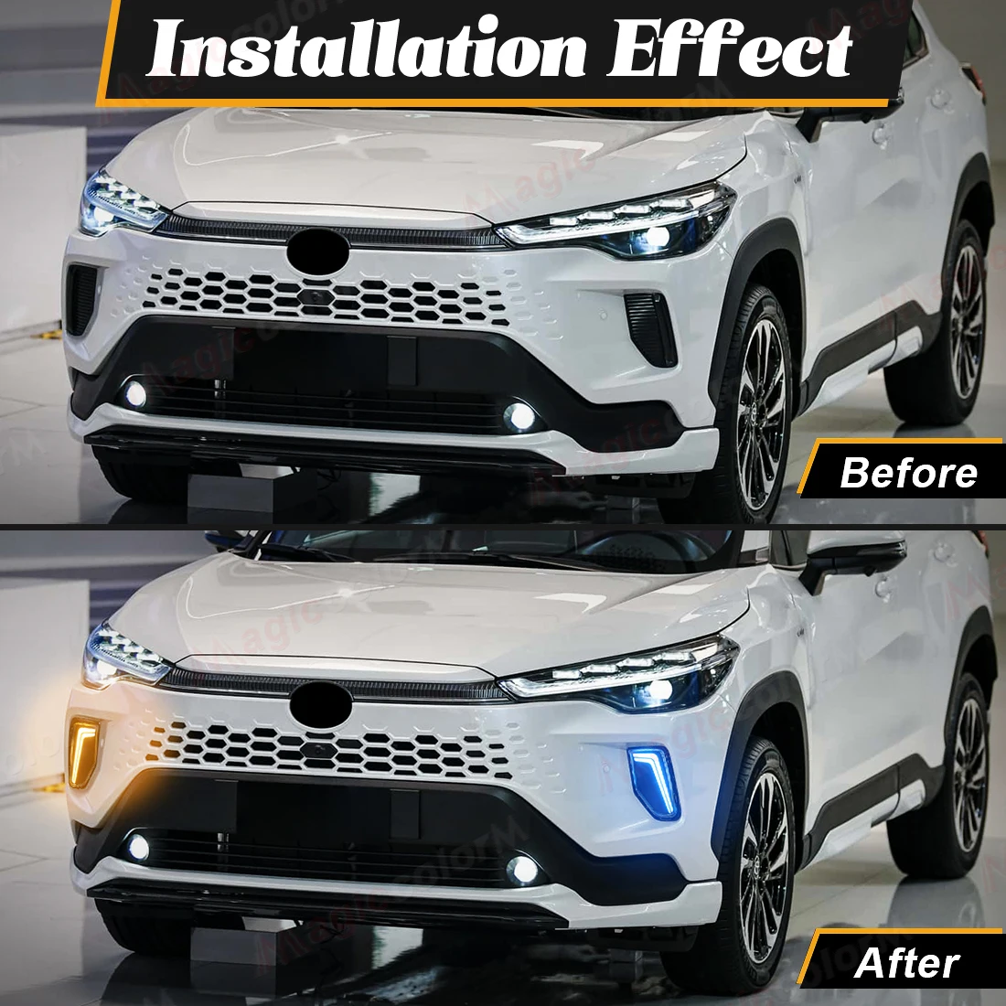 For Toyota Corolla Cross 2024 2025 Daytime Running Lights LED DRL Turn Signal Fog Lamps Front Bumper Daylights White Yellow Blue - Image 6