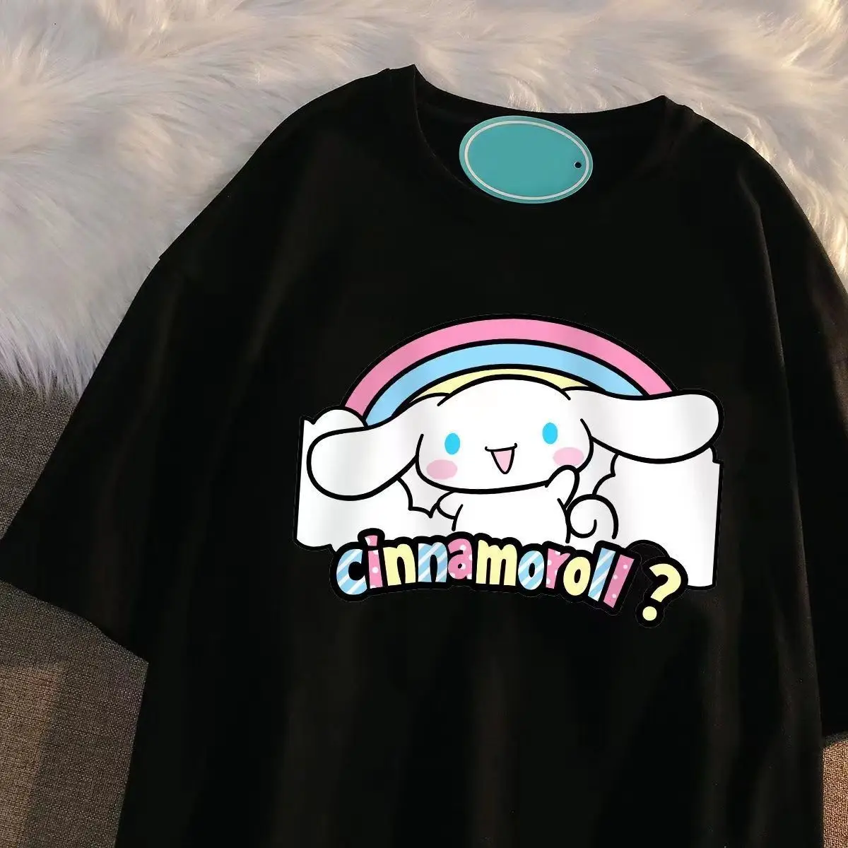 

Летняя футболка Sanrio Cinnamonroll для девочек и мальчиков с милым мультяшным рисунком My Melody, милая аниме футболка Sanrio с круглым вырезом и коротким рукавом, новый детский подарок