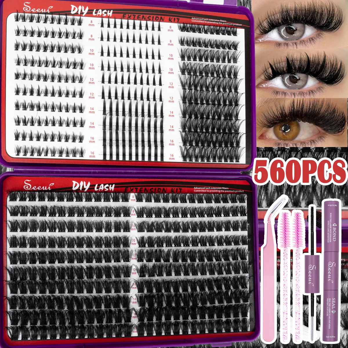 Wimpernbüschel mit Spikes, Wispy Wimpernverlängerungen, dicke Anime-Wimpernbüschel, wiederverwendbare Fairy Einzelwimpern mit Kleber & Versiegelung – Detail 7