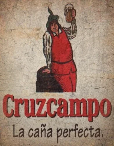 

Cruzcampo Lager Beer Vintage Pub Bar Metal Tin Sign Poster Wall Plaque