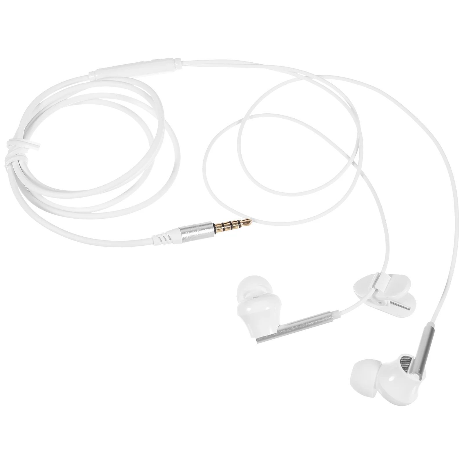 

Earbuds Sports Headphones Cell Gym Earphone Earphones Wired with Mic Microphone White Running Fitness