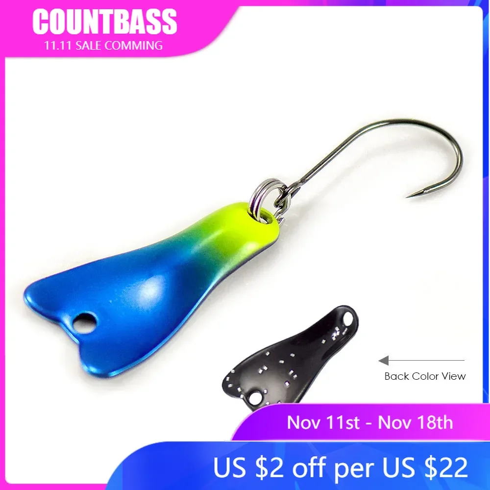 COUNTBASS 5/64oz 2g Casting Spoon With Barbless Hook UV Colors Trout Fishing Baits Pike Angler's Lures