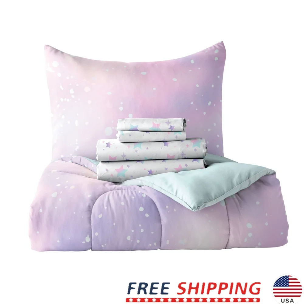 

Twin 5 Piece Comforter Set Microfiber Bedding Includes Flat Sheet Fitted Sheet Pillowcase Reversible Child Bedroom Decor