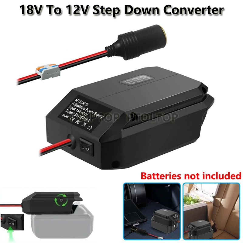 

Power Wheels Battery Adapter for Makita 18V Battery DC 18V to12V Step Down Converter Adapter Cigarette Lighter Voltage Regulator