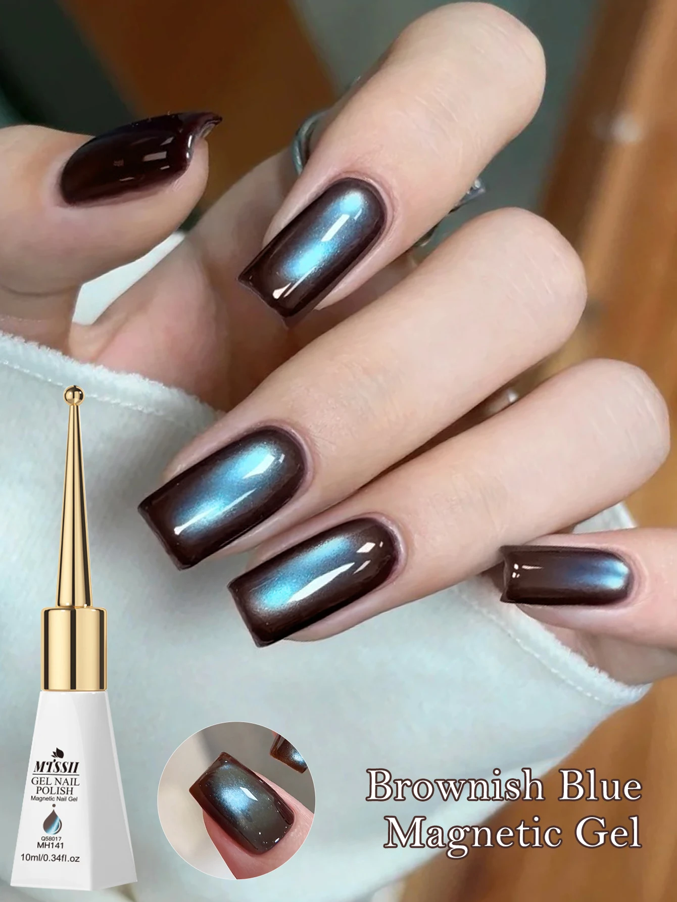 10ml MTSSII Aquamarine Cat Nail Magnetic Gel Polish Cat Effect Nail Gel For Home DIY For Spring-No Magnetic Stick