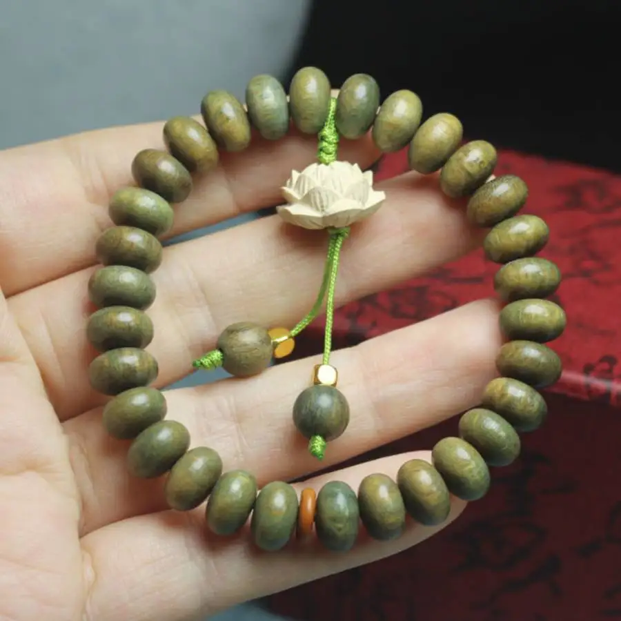 Handmade Green rosewood insert panel bracelet,men's cuff button bracelet,Ramadan prayer bead,holiday gift,daily wear