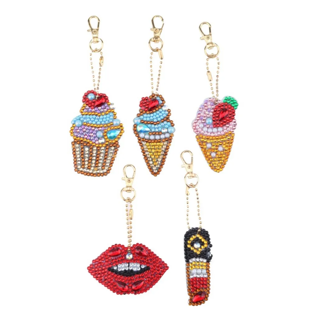 

Cartoon Rainbow Ice Cream DIY Diamond Painting Keyring Mosaic Embroidery Cross Stitch Bag Pendant Birthday Gift Diamond Keychain