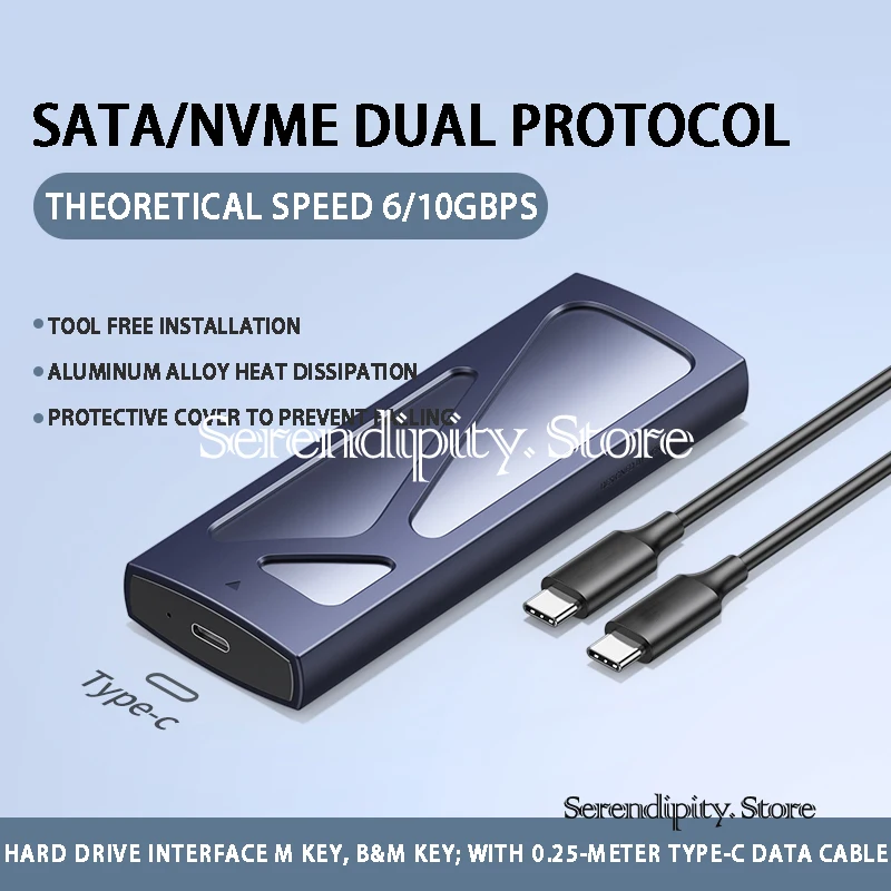 

Original NEW Solid-State Drive Dual Protocol M.2 Mobile Box Nvme To USB Typec External Shell SATA Reading M2 Universal SSD 2024