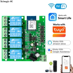 4CH Tuya przekaźnik inteligentne bezprzewodowe Wifi moduł przełączający 7-32V 85-250V 220V 110V 2200W RF433 10A odbiornik dla Alexa
