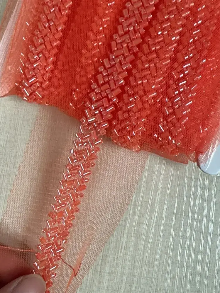 Garniture de tissu de ruban de dentelle d'applique de mariée de coupe de perles d'argent d'or de 9.5yards pour le bricolage de vêtements