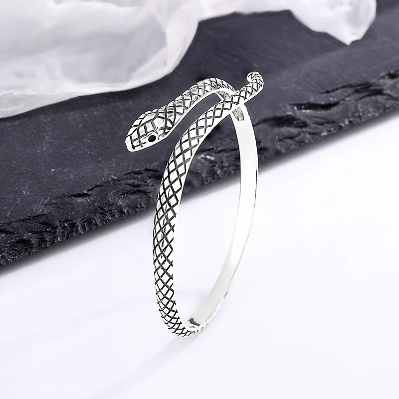 Sole Memory Retro Trendy Thai Silver Snake 925 Sterling Silver Resizable Opening Bracelet For Women Luxury Jewelry Gift BR359