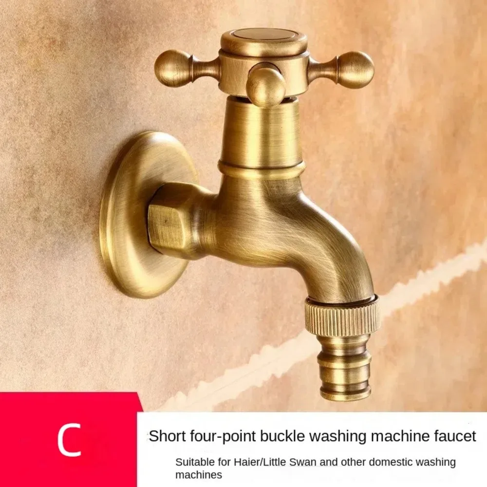 

Винтажный длинный смеситель с одной ручкой, настенный кран, античная латунь, кран для воды, кран для стиральной машины