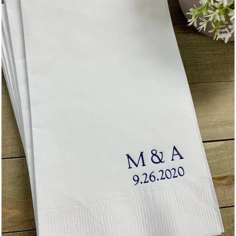 

50pcs Personalized Hand Guest Towels Paper Dinner Napkins Wedding Favors Hostess Gift Party Engagement Monogram Birthday Bar B