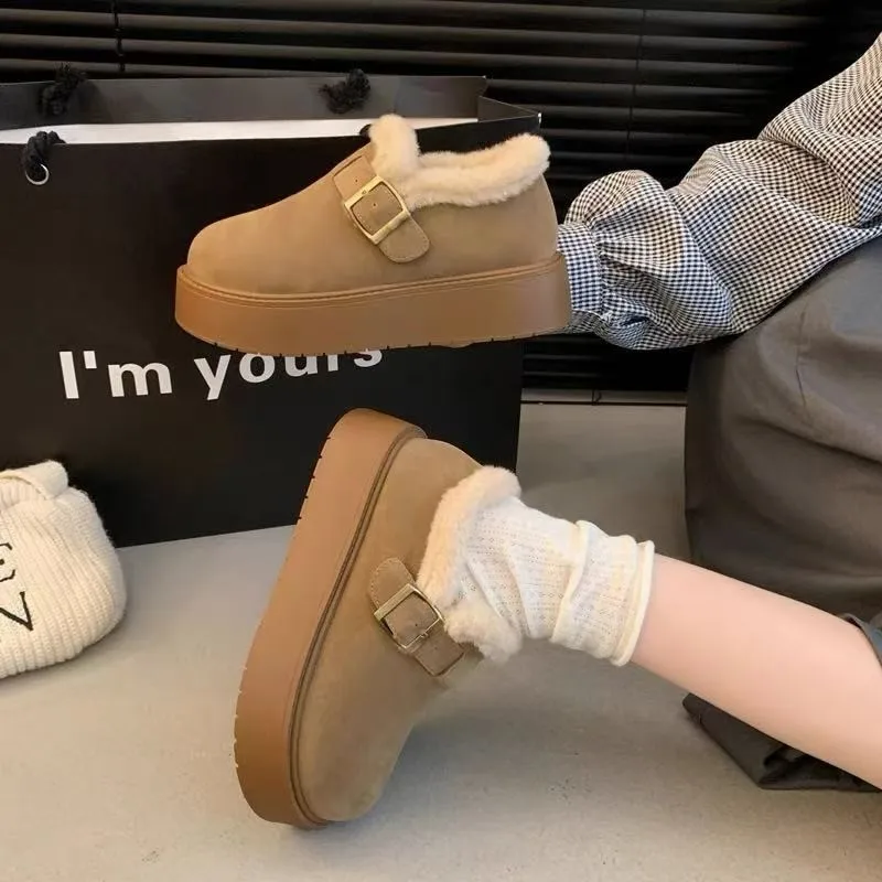 

Women's Thick Bottom Snow Boots Winter New Fleece Lined Waterproof Cotton Shoes Warm Short Boots Korean Style Acrylamide Aldrin