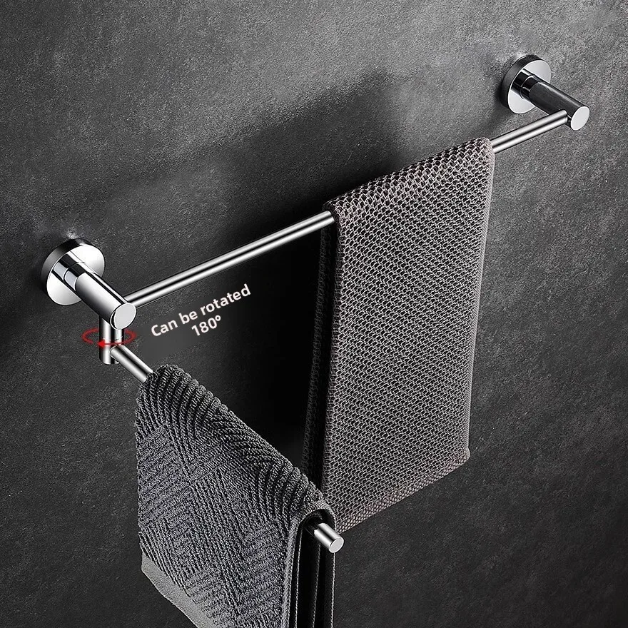 Stainless Steel Rotating No Drill Towel Bar Wall Mounted Bathroom Rack Left Right Or Dual Layouts In Cm To Sizes