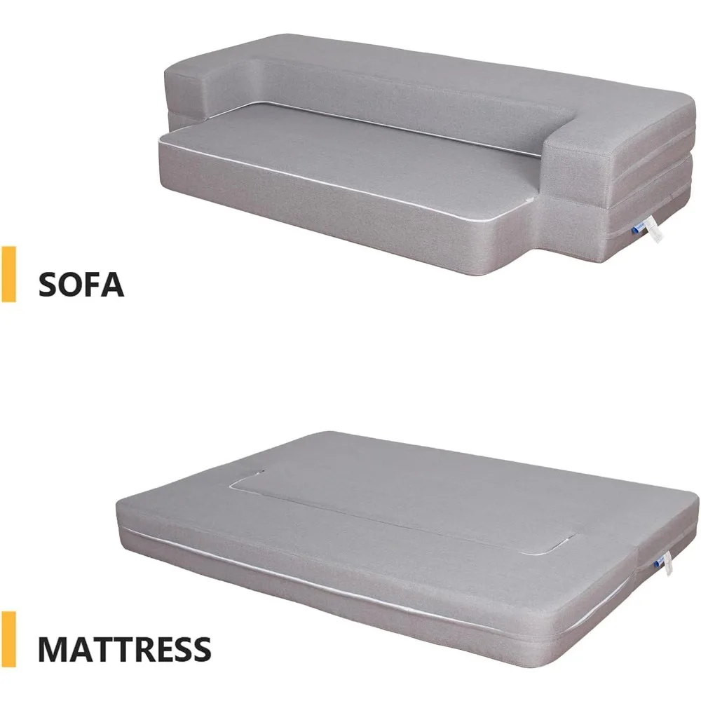 Living room/dormitory/guest room/foldable 75 inch convertible sofa bed mattress with washable cover, full size,