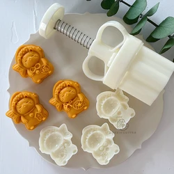 3Pcs/Set 30-50g Lucky Cat Mooncake Mold Mung Bean Pastry Pineapple Cake Baking Tools Home DIY Cookie Cutter Kitchen Accessories
