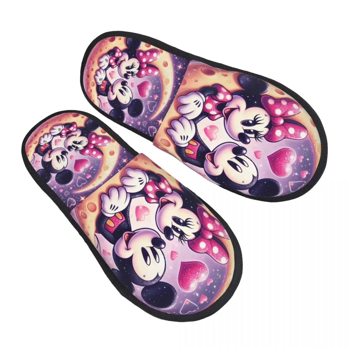 

Домашние тапочки с рисунком Минни и Микки Мауса на заказ, женские уютные тапочки из пены с эффектом памяти в стиле аниме, милые тапочки без шнуровки для спальни