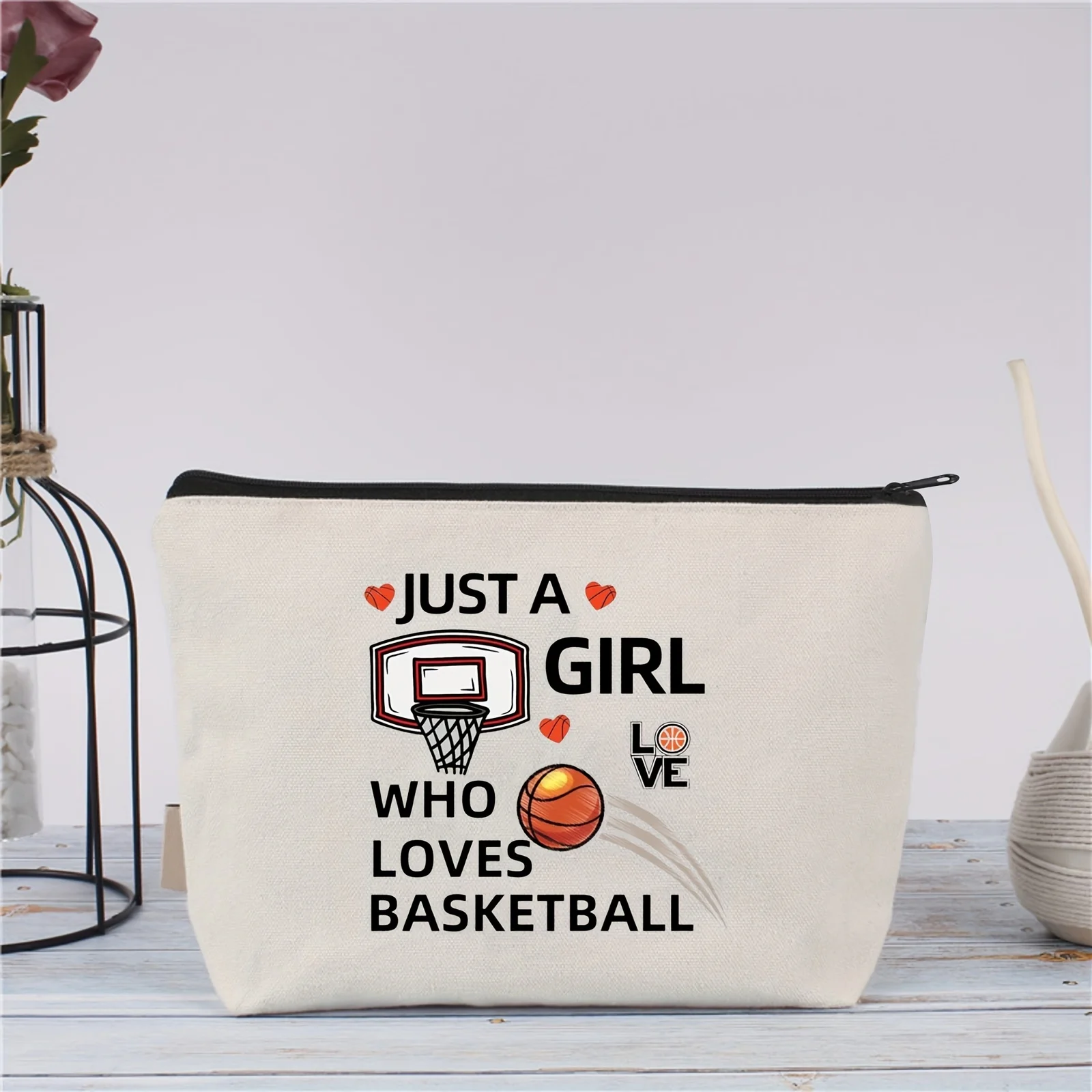 여자 농구 메이크업 가방 - 귀여운 다기능 지퍼 파우치, 보석 보관 가방, 완벽한 여행용 지퍼 소형 보관 가방