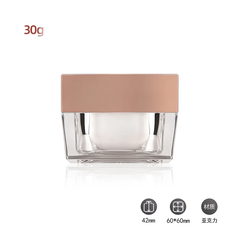 

30G acrylic square shape plastic jar pot tin eye serum/day night cream/mask essence/moisturizer/gel whitening cosmetic packing