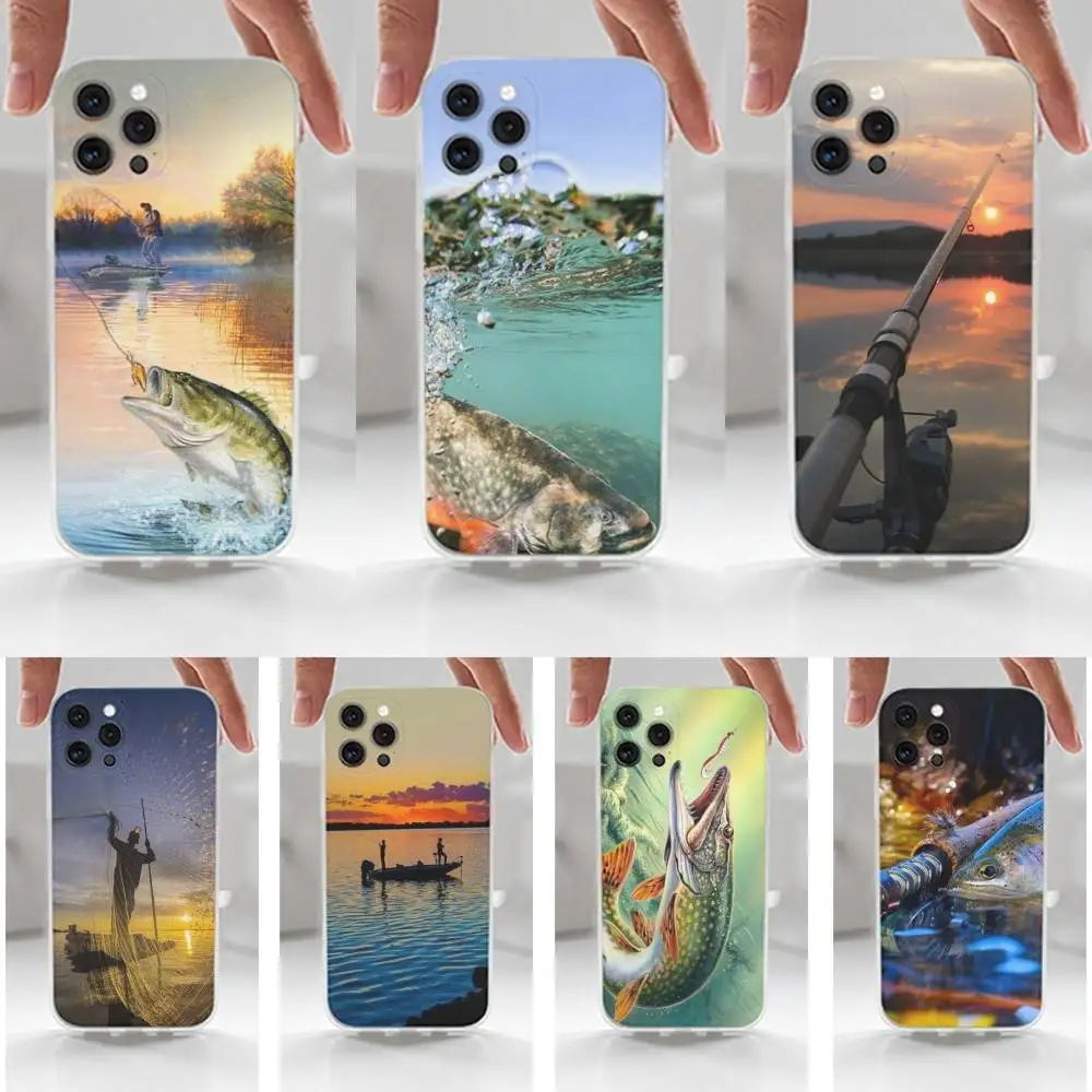 

Recreational Fishing Phone Case For iPhone 16,15,14,13,12,11 Plus,Pro,Max,XR,XS,X,7,8 Plus,SE,Mini,Transparent,Silicone Case
