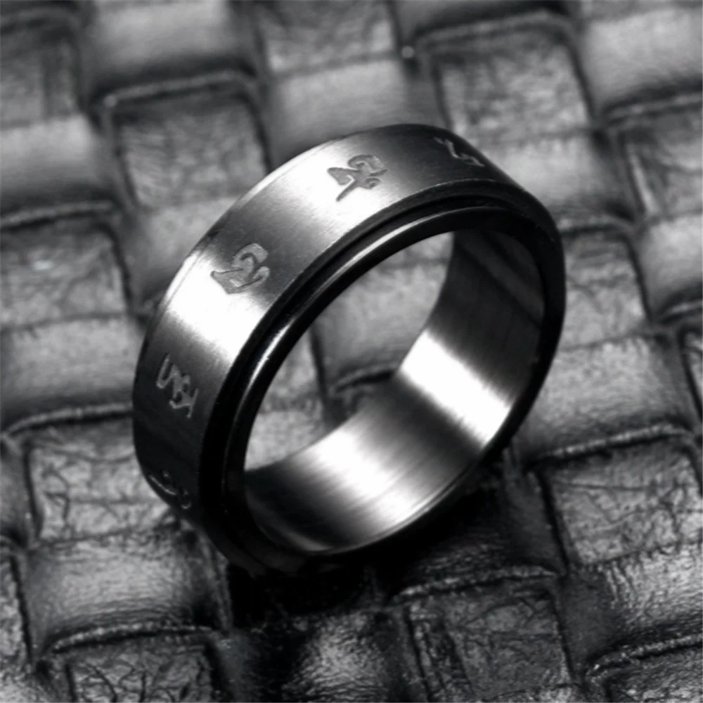 Black Fidget Ring Spinner Ring Buddhism Mantra Anxiety Ring for Women Men Stainless Steel Jewelry Birthday Gifts for Women