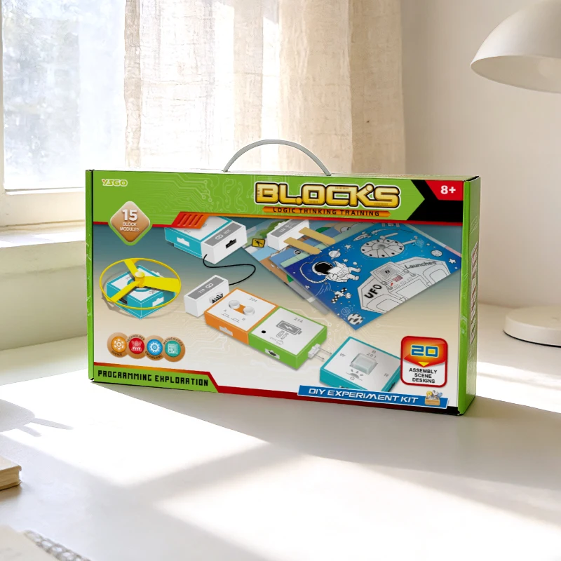 Coding Blocks STEM Toy for Kids, Logic Thinking Programming Kit, 15 Modules 20 Scenes Educational Set for Ages 8+