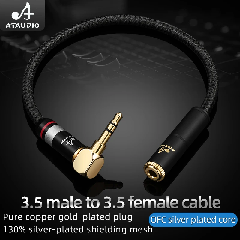 ATAUDIO HIFI 3.5mm Jack AUX Audio rozszerzenie męskie i żeńskie kabel z mikrofonem Stereo 3.5 rozszerzenie Audio kabel