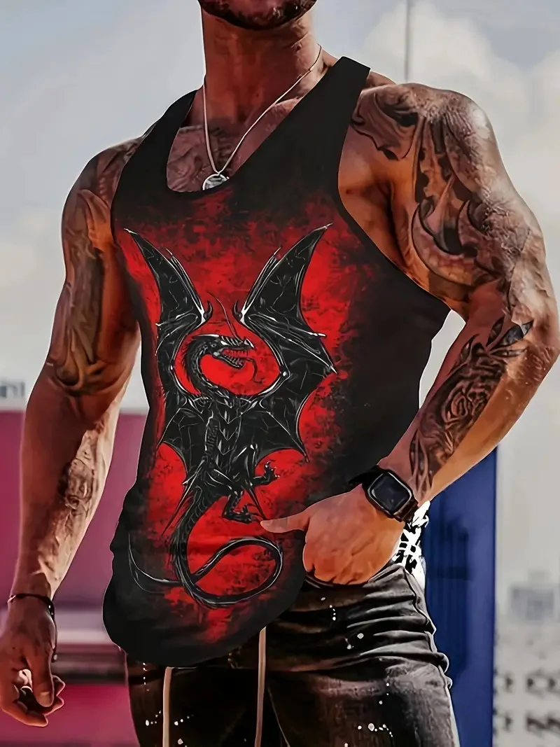 Viking Warrior Printed Round Neck Summer Adult Men's Vest Clothing Basketball Sleeveless Outdoor Sports Gym Breathable Vest