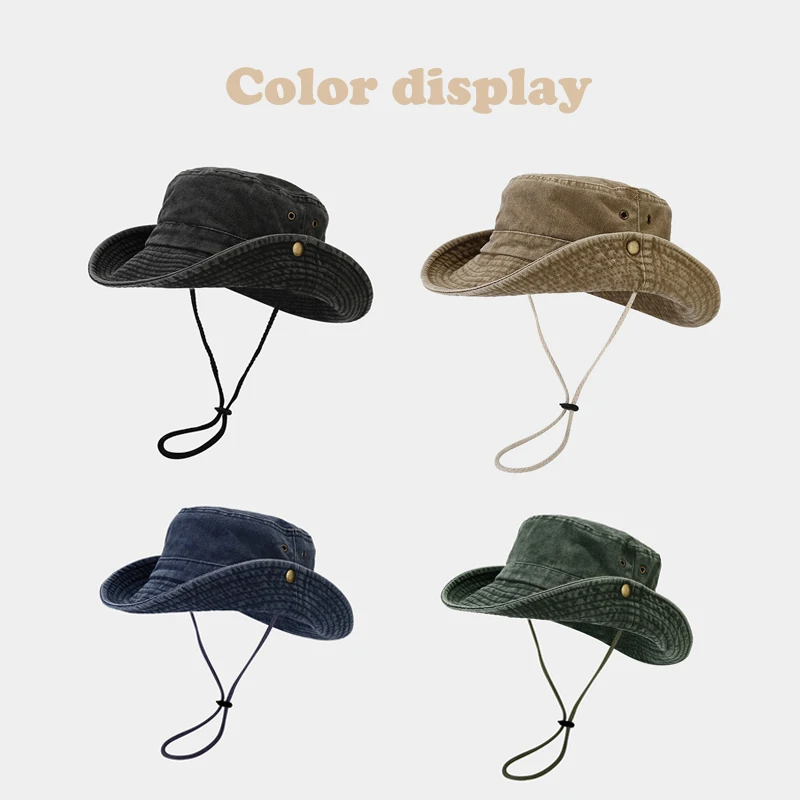 قبعة رعاة البقر الغربية للسيدات للتخييم في الهواء الطلق والمشي لمسافات طويلة قبعة صيفية بحافة واسعة قبعة صياد للحماية من الأشعة فوق البنفسجية تصميم عصري
