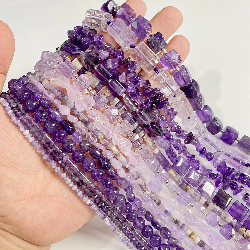 Natural Amethyst Stone Beads Purple Quartz Crystal Irregular Gem Beads For Jewelry Making Earrings Bracelet Necklace Accessories