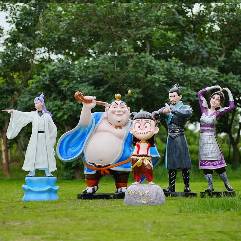 Cinema shopping mall Aobin Nezha devil child is born in the sea fiberglass sculpture animation Taiyi real object model ornament