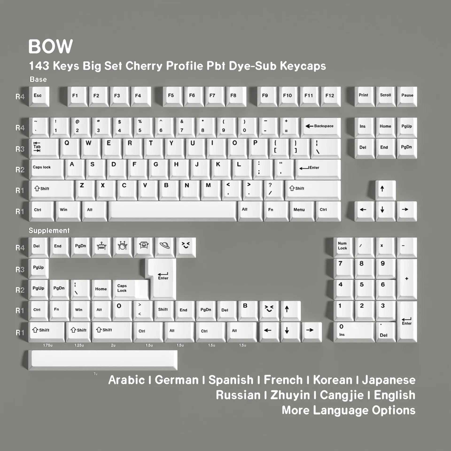 Mechanical Keyboard GMK BOW keycaps Russian Spanish French Abnt2 Japanese UK Korean German Arabic Cherry Profile PBT Keycap ISO